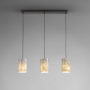 Lustra cu 3 pendule metal negru, sidef alb Nakar - Img 7