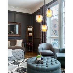 Lustra cu 3 pendule sticla fumurie XIA pentru sufragerie 248050 universul-luminii.ro