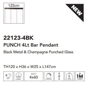Lustra cu 4 pendule design modern minimalist Punch 4Lt 221970 universul-luminii.ro