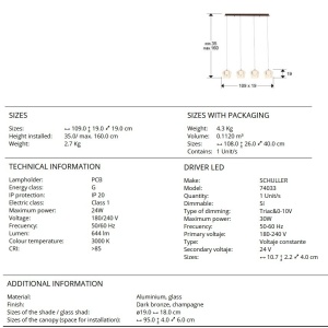 Lustra cu 4 pendule LED design decorativ Ingrid 4L champagne 238620 universul-luminii.ro