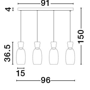 Lustra cu 4 pendule LED design modern Pluma multicolor - Img 3