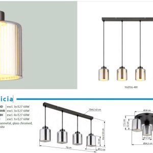 Lustra cu 4 Pendule negru crom FELICIA 250060 universul-luminii.ro