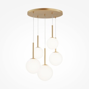 Lustra cu 5 pendule design modern Basic form auriu - Img 1