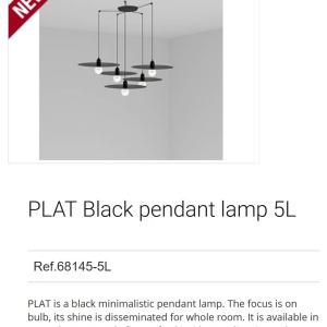 Lustra cu 5 Pendule design modern PLAT negru 92080 universul-luminii.ro