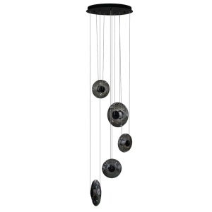 Lustra cu 5 pendule LED ANDORA 3-STEP DIMM fumuriu