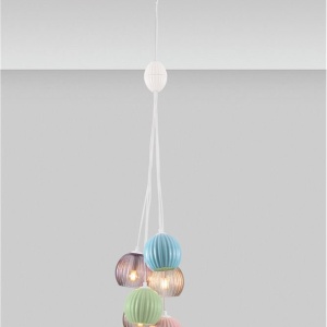 Lustra cu 6 pendule, Ceramica, Sticla, Multicolor, MELINE 245410 universul-luminii.ro
