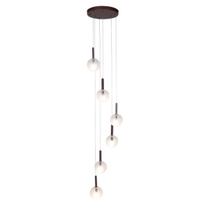 Lustra cu 6 pendule din sticla, Murano burgundy