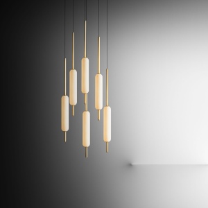 Lustra cu 6 pendule LED design LUX, fabricat manual TYPHA 75910 universul-luminii.ro