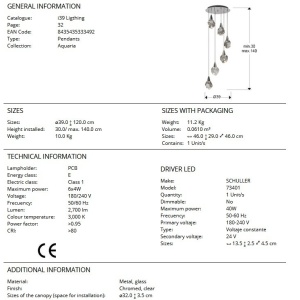 Lustra cu 6 Pendule LED design modern decorativ Aquaria crom 206540 universul-luminii.ro