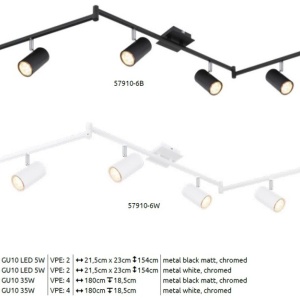 Lustra cu 6 spoturi directionabile design modern ROBBY negru mat - Img 5
