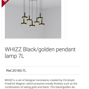 Lustra cu 7 Pendule design modern WHIZZ negru/auriu 91870 universul-luminii.ro