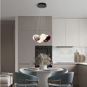 Lustra cu 7 pendule LED din sticla colorata SILENZIO 632080 universul-luminii.ro