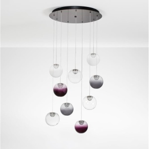 Lustra cu 9 pendule LED din sticla colorata SILENZIO 632110 universul-luminii.ro