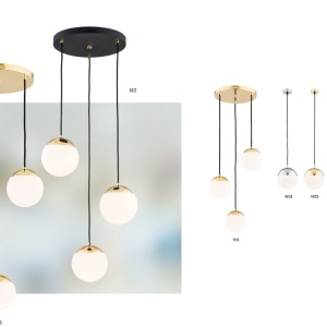 Lustra cu pendule design modern LIVIA 3 alama 103250 universul-luminii.ro