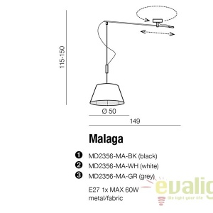 Lustra cu un pendul directionabil MALAGA BK 68120 universul-luminii.ro