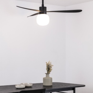 Lustra cu Ventilator si telecomanda AMELIA L BALL LED negru 126900 universul-luminii.ro