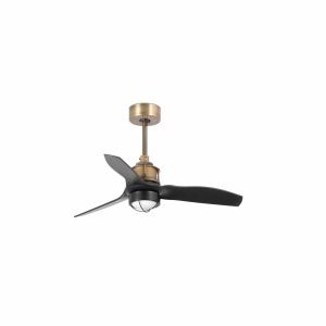 Lustra cu Ventilator si telecomanda JUST FAN XS LED auriu vintage/negru