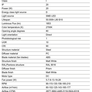 Lustra cu Ventilator si telecomanda PUNT TAK M alb 2700K - Img 3