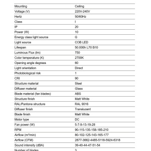 Lustra cu Ventilator tavan si telecomanda PUNT TUB M TEK alb 2700K - Img 3