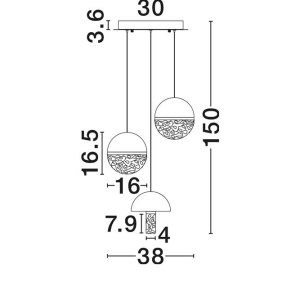 Lustra decorativa cu 3 pendule LED 3000K DORIN - Img 7