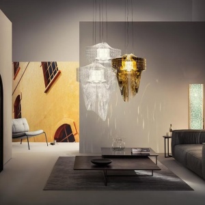 Lustra design Art Deco realizata manual Aria Small Transparent - Img 5