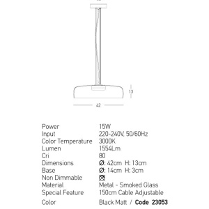 Lustra design modern LED DECO negru/ fumuriu 151960 universul-luminii.ro