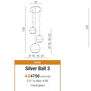 Lustra design modern Silver Ball 3 96830 universul-luminii.ro
