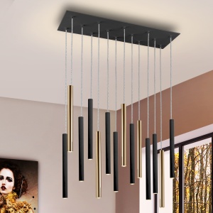 Lustra dimabila cu 14 pendule LED design modern Varas negru/auriu SV-373425 75200 universul-luminii.ro