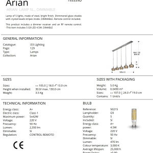 Lustra dimabila cu telecomanda LED ARIAN 5L SV-193539D 72030 universul-luminii.ro