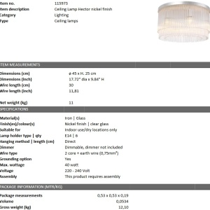 Lustra dimabila design elegant LUX Hector, nickel 115973 HZ 198800 universul-luminii.ro