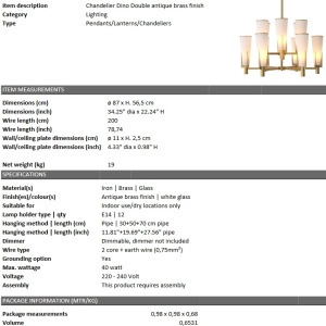 Lustra dimabila suspendata design elegant LUX Dino Double, alama antica 115496 HZ 198870 universul-luminii.ro