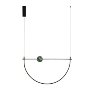 Lustra LED 32W metal negru, marmura verde Arpa