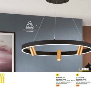 Lustra LED aplicata cu 3 spoturi BERLIN negru/auriu - Img 8