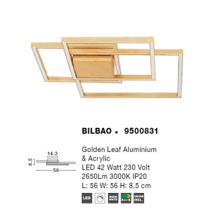 Lustra LED aplicata design modern geometric BILBAO 42W aurie NVL-9500831 - Img 2