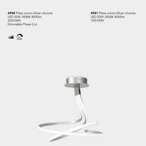 Lustra LED aplicata design modern NUR argintiu crom - Img 2