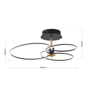 Lustra LED aplicata stil minimalist CHARLOTTE negru/auriu - Img 9