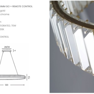 Lustra LED CCT suspendata cu telecomanda SPARKING crom - Img 4