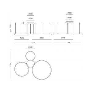 Lustra LED circulara cu 3 inele 80/60/40cm CRISEIDE, alb, negru sau auriu 227330 universul-luminii.ro