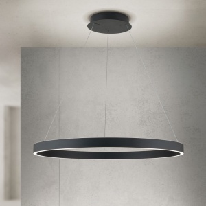 Lustra LED circulara iluminat sus si jos KOLK negru 80cm - Img 4