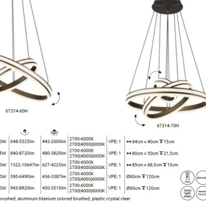 Lustra LED cu telecomanda design modern Grouni 60cm 221650 universul-luminii.ro