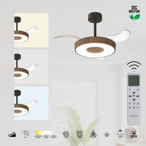 Lustra LED cu ventilator si telecomanda COIN S nuc/negru - Img 5
