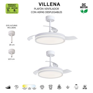 Lustra LED cu ventilator si telecomanda LUNA alba - Img 6