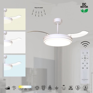 Lustra LED cu ventilator si telecomanda LUNA M alba - Img 7