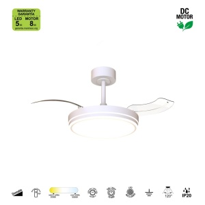 Lustra LED cu ventilator si telecomanda LUNA S alba - Img 7
