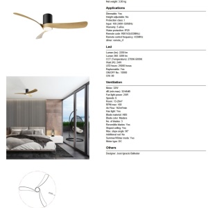 Lustra LED cu Ventilator si telecomanda NEMO G negru/lemn - Img 7