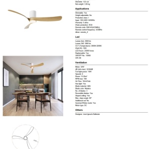 Lustra LED cu ventilator si telecomanda NEMO II M alb/lemn - Img 6