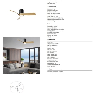 Lustra LED cu Ventilator si telecomanda NEMO M negru/lemn - Img 7