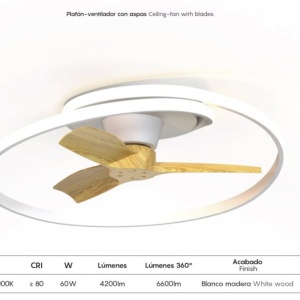 Lustra LED cu Ventilator si telecomanda OCEAN alb/lemn 139760 universul-luminii.ro