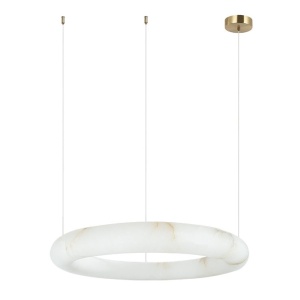 Lustra LED, Design Circular, 49cm, ALABASTER- BRONZE, ZB-2543