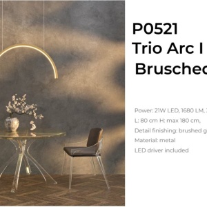 Lustra LED design decorativ modern Trio Arc I Brusched Gold 151220 universul-luminii.ro